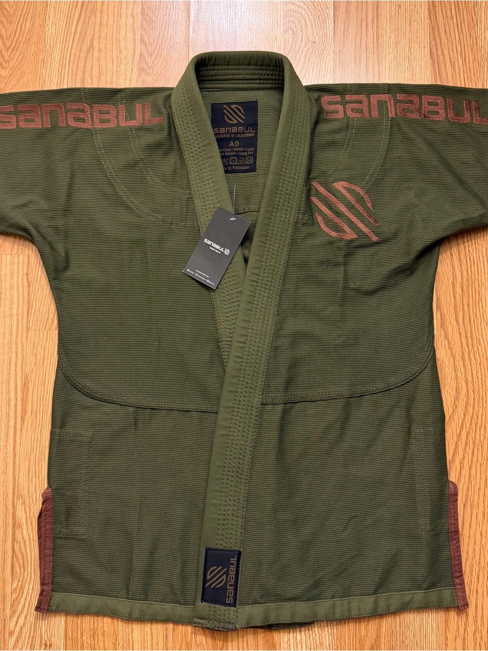Sanabul Olive Green Jiu-Jitsu Gi Top with Maroon Accents New with Tag
